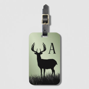 Deer Buck Stag Monogram Bagagelabel