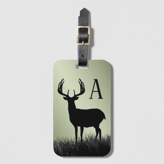Deer Buck Stag Monogram Bagagelabel (Voorkant (verticaal))