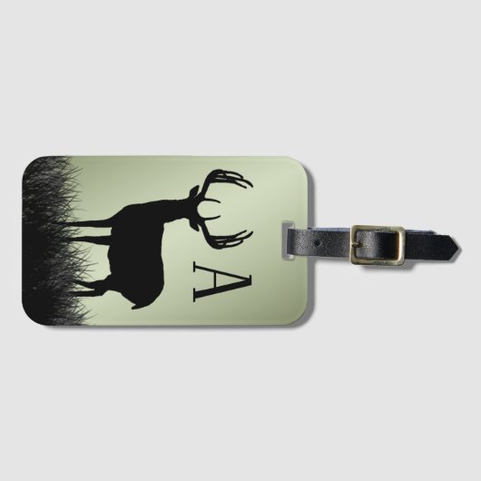 Deer Buck Stag Monogram Bagagelabel (Voorkant (horizontaal))
