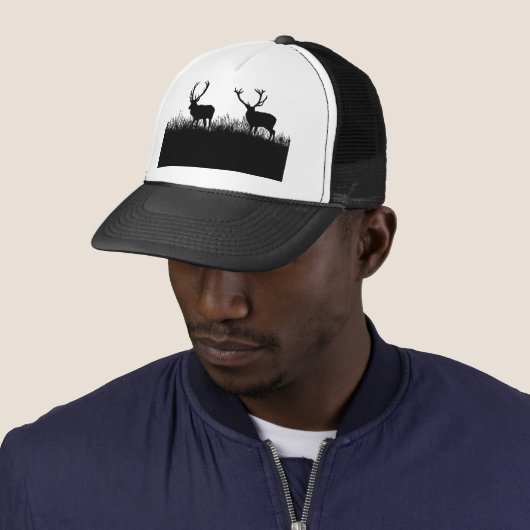 Deer Bucks Silhouette Grass Wildlife Natuur Trucker Pet (In situ)