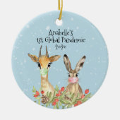 Deer Bunny Animal 1 kerstpandemie 2020 Keramisch Ornament (Voorkant)