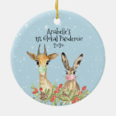 Deer Bunny Animal 1 kerstpandemie 2020 Keramisch Ornament (Achterkant)
