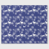 Deer Bunny Fox in Bossen in sneeuw op blauw cadeau Cadeaupapier (Vlak)