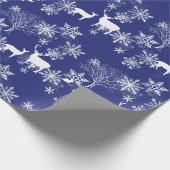 Deer Bunny Fox in Bossen in sneeuw op blauw cadeau Cadeaupapier (Hoek)