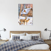 Deer by the Christmas Tree Canvas Afdruk (Insitu (Slaapkamer))