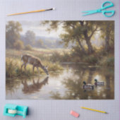Deer by the Pond Decoupage Tissuepapier (Craft)