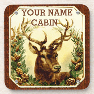 Deer Cabin, gepersonaliseerd voor houten korrels Bier Onderzetter