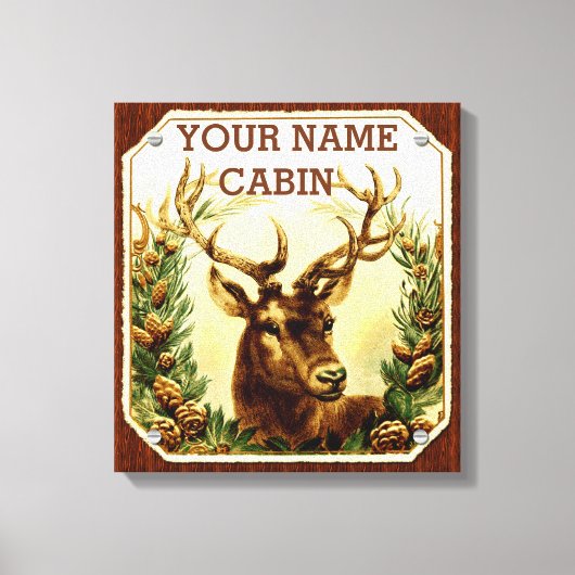 Deer Cabin, gepersonaliseerd voor houten korrels Canvas Afdruk (Voorkant)
