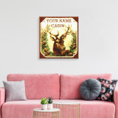 Deer Cabin, gepersonaliseerd voor houten korrels Canvas Afdruk (Insitu (Woonkamer))