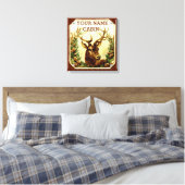 Deer Cabin, gepersonaliseerd voor houten korrels Canvas Afdruk (Insitu (Slaapkamer))