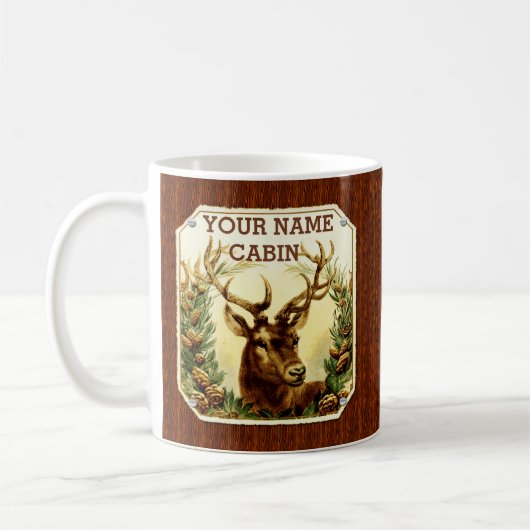 Deer Cabin, gepersonaliseerd voor houten korrels Koffiemok (Links)