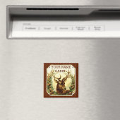 Deer Cabin, gepersonaliseerd voor houten korrels Magneet (Insitu (Vaatwasser))