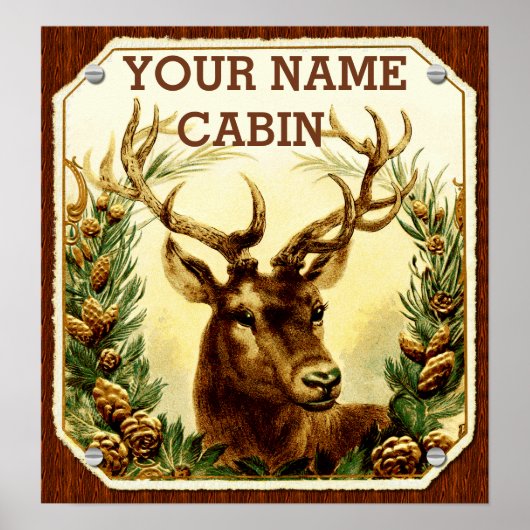 Deer Cabin, gepersonaliseerd voor houten korrels Poster (Voorkant)