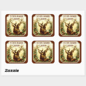 Deer Cabin, gepersonaliseerd voor houten korrels Vierkante Sticker (Vel)