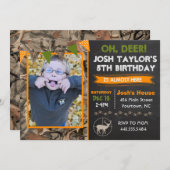 Deer Camo Hunting Birthday Invitation Kaart (Voorkant / Achterkant)