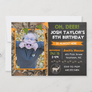 Deer Camo Hunting Birthday Invitation Kaart