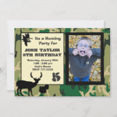 Deer Camo Hunting Birthday Invitation Kaart (Voorkant)