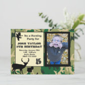 Deer Camo Hunting Birthday Invitation Kaart (Staand voorkant)