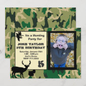 Deer Camo Hunting Birthday Invitation Kaart (Voorkant / Achterkant)