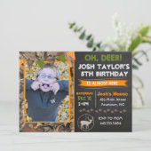 Deer Camo Hunting Birthday Invitation Kaart (Staand voorkant)