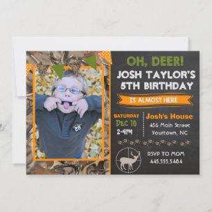 Deer Camo Hunting Birthday Invitation Kaart