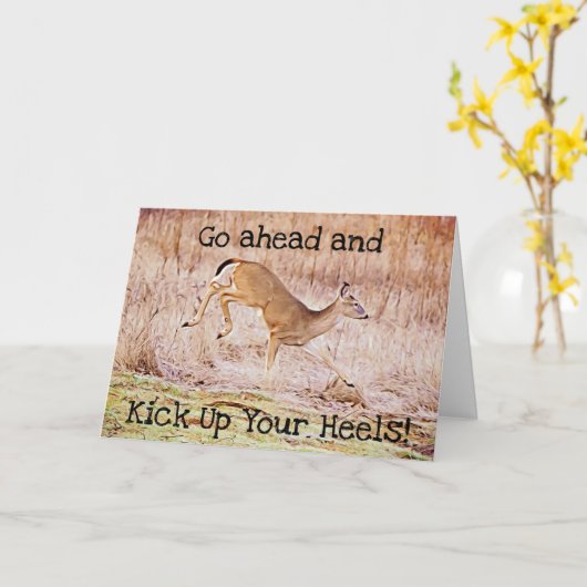 Deer Celebrate Birthday Kaart (Gele Bloem)