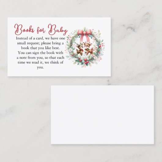 Deer Christmas Baby shower Boeken Behuizing kaart Visitekaartje (Voorkant / Achterkant)