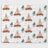 Deer Christmas Tree Illustration Wrapping Paper Cadeaupapier (Vlak)