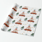 Deer Christmas Tree Illustration Wrapping Paper Cadeaupapier (Uitgerold)