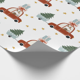 Deer Christmas Tree Illustration Wrapping Paper Cadeaupapier