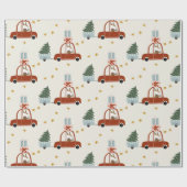 Deer Christmas Tree Illustration Wrapping Paper Cadeaupapier (Vlak)