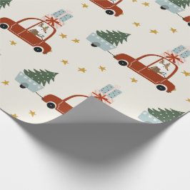 Deer Christmas Tree Illustration Wrapping Paper Cadeaupapier