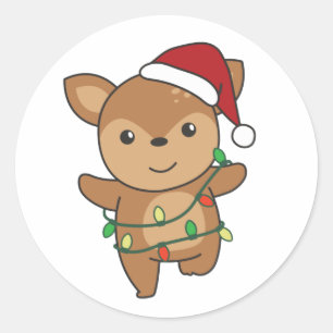 Deer Christmas Winter Animals Deer Ronde Sticker