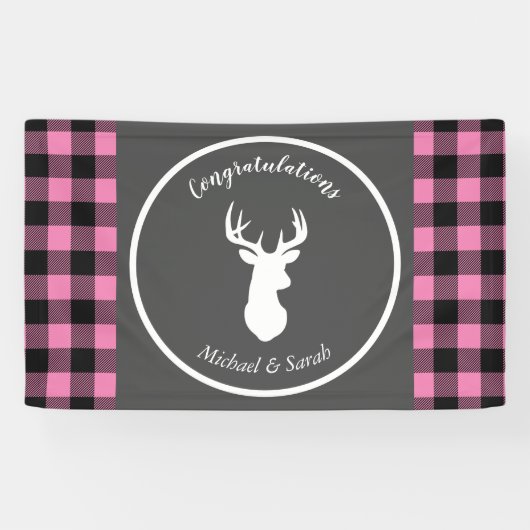 Deer Country Baby shower Girl Pink Spandoek (Horizontaal)