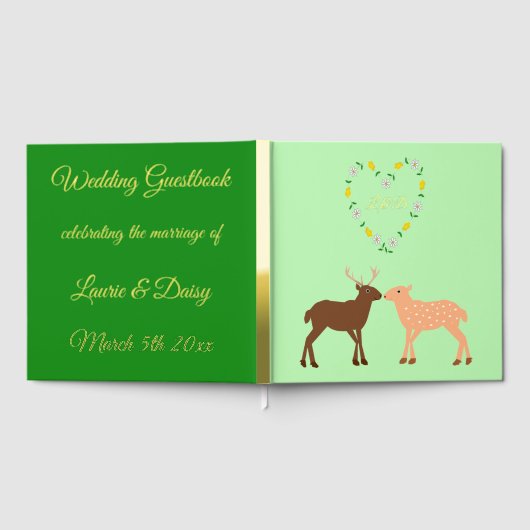 Deer Couple en Daisy Heart Custom Wedding Gastenboek (Volledig)