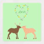 Deer Couple en Daisy Heart Custom Wedding Labels (Design 2)