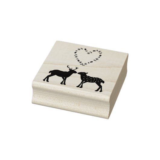 Deer Couple en Daisy Heart Custom Wedding Rubberstempel (Stempel)