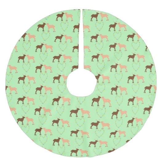 Deer Couple en Daisy Heart Kerstboom Rok (Voorkant)