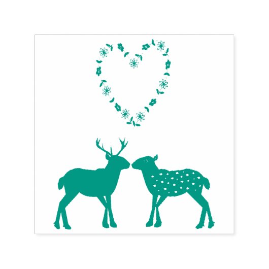 Deer Couple en Daisy Heart Zelfinktende Stempel (Design)