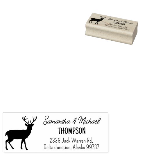 Deer Couple Return-adres Rubberstempel (Gestempeld)