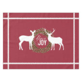 Deer Cranberry Red Peace Joy Wreath Tablecloth Tafelkleed (Voorkant (Horizontaal))