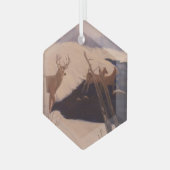Deer Crossing Glass Hexagon Ornament (Voorkant links)
