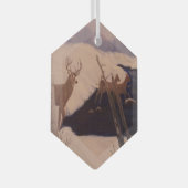 Deer Crossing Glass Hexagon Ornament (Voorkant Rechts)