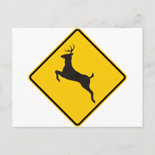 Deer Crossing Highway Sign Briefkaart (Voorkant)