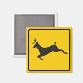 Deer Crossing Highway Sign Magneet (Voorkant / Achterkant)