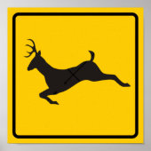 Deer Crossing Highway Sign Poster (Voorkant)