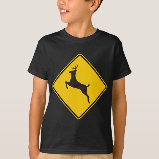 Deer Crossing Highway Sign T-shirt (Voorkant)