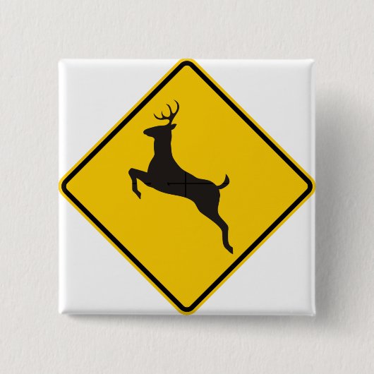 Deer Crossing Highway Sign Vierkante Button 5,1 Cm (Voorkant)