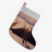 Deer Crossing Kerstmis stoppen Grote Kerstsok (Voorkant (Hangend))