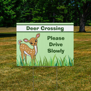 Deer Crossing: rijd langzaam in het wild Tuinbord